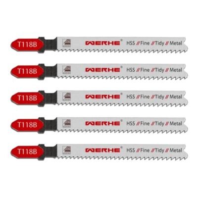 WERHE Stichsägeblätter T118B HSS – für dickes Blech 2,5–6,0 mm – saubere Metallschnitte ohne Grate – 5er-Pack – T-Schaft, 92 mm, Zahnteilung 2,0 mm - Image 7